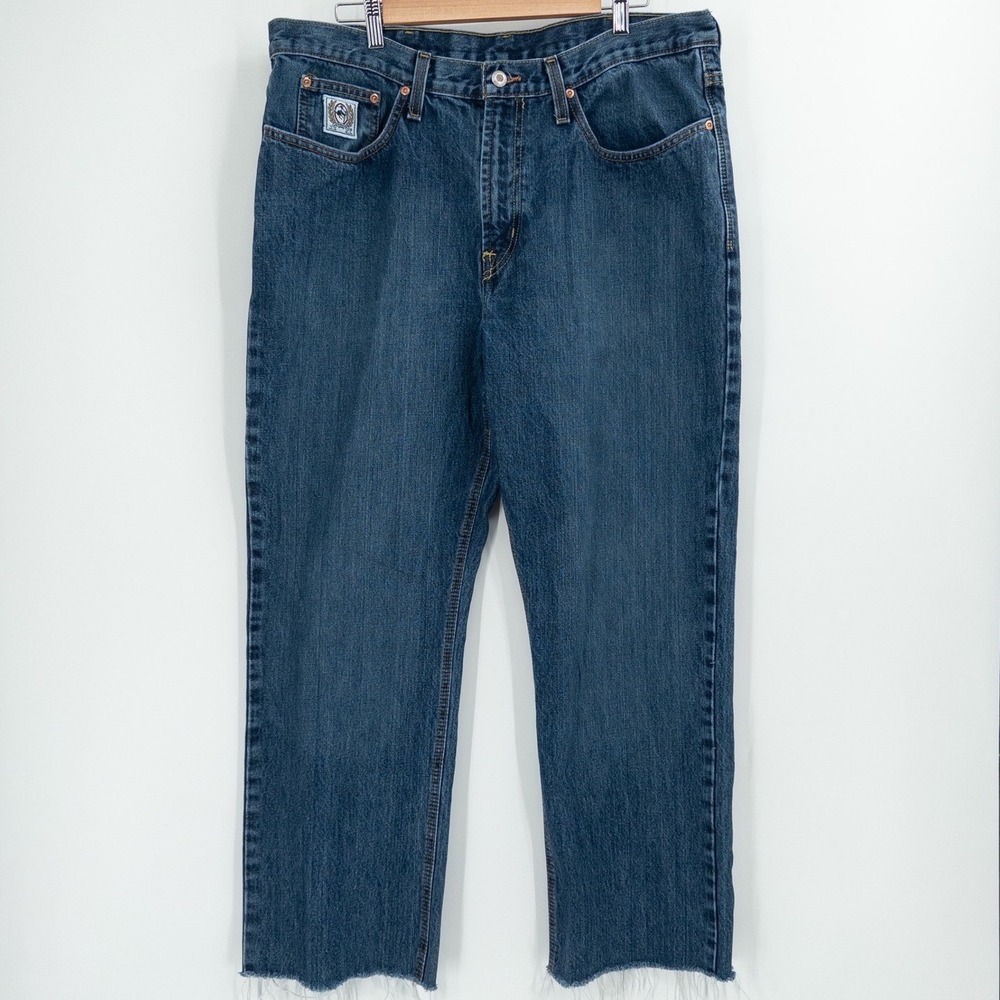 Cinch Up Jeans Mens 36x29 Blue Medium Wash Raw Hem Western Workwear Cowboy - Picture 1 of 10